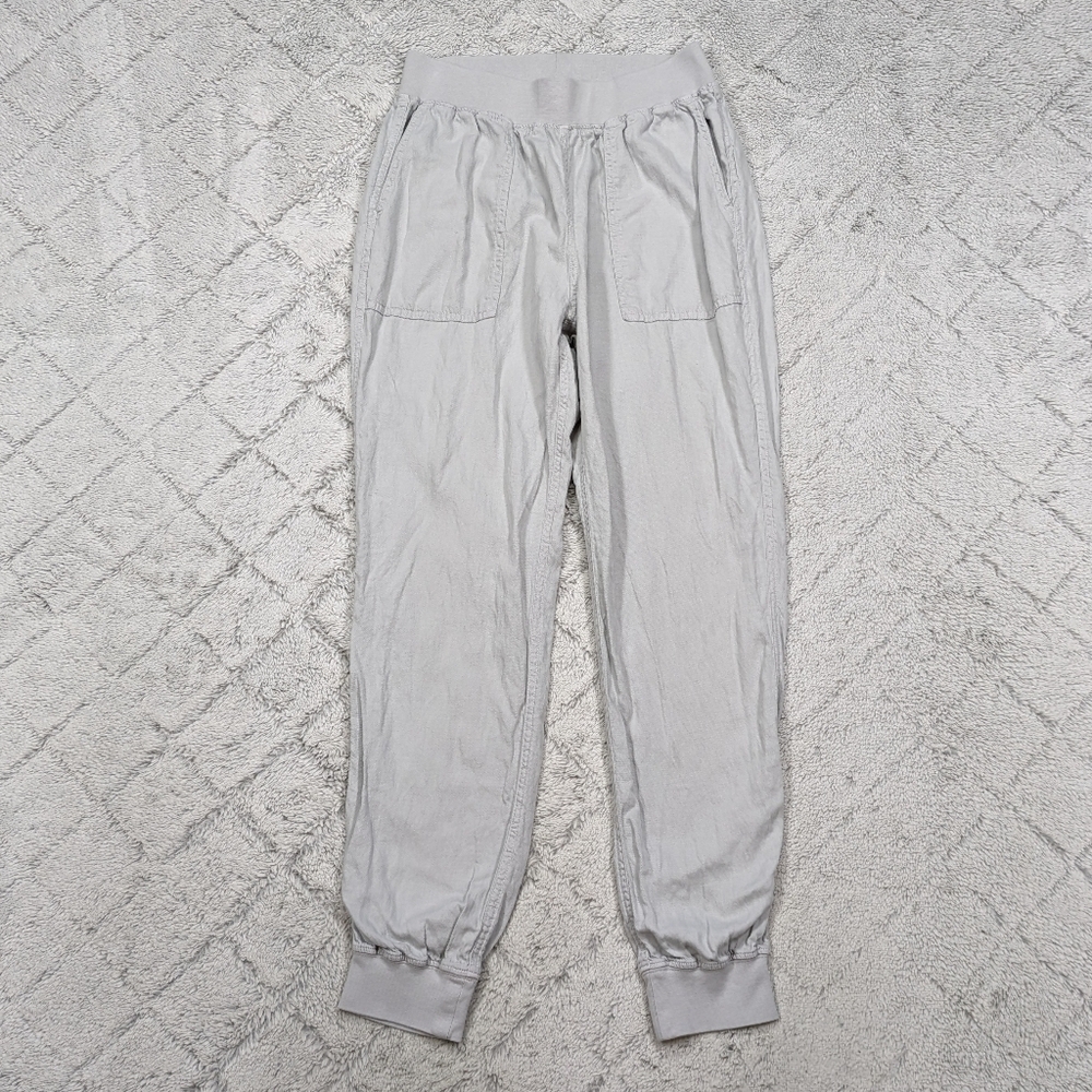 Faherty Pants Women's S Gray Stone Arlie Joggers Linen Blend Slim Relaxed Fit